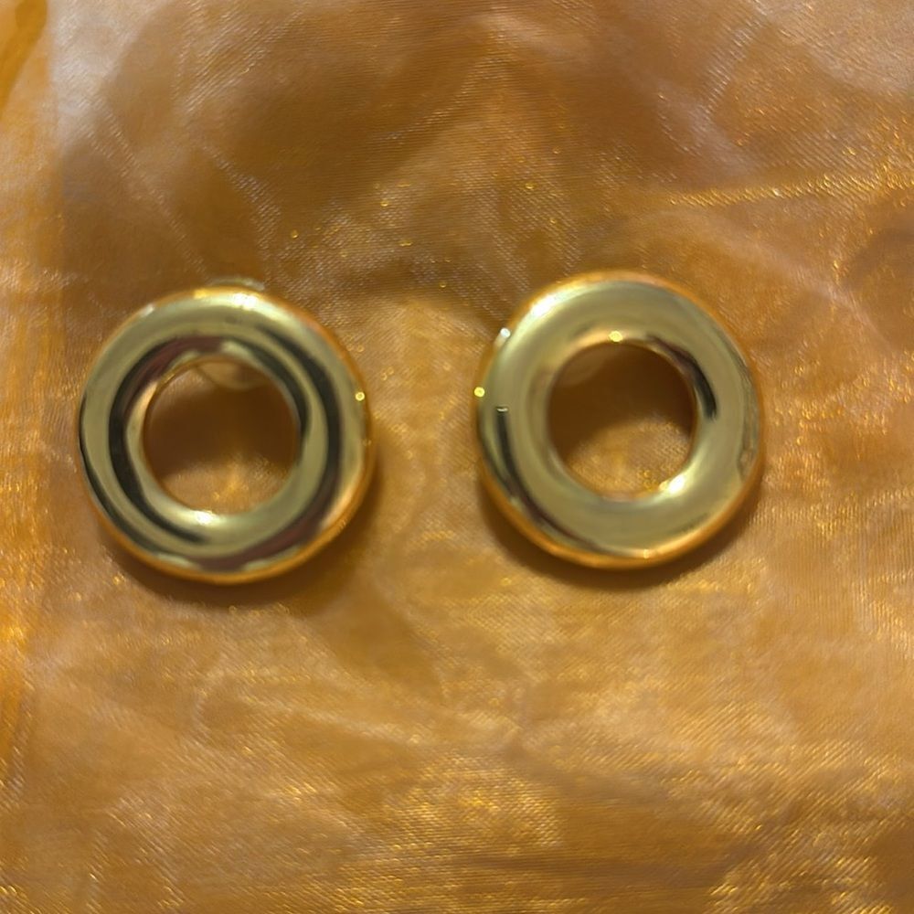 Vintage Monet Gold Tone Chunky Hoop Earrings